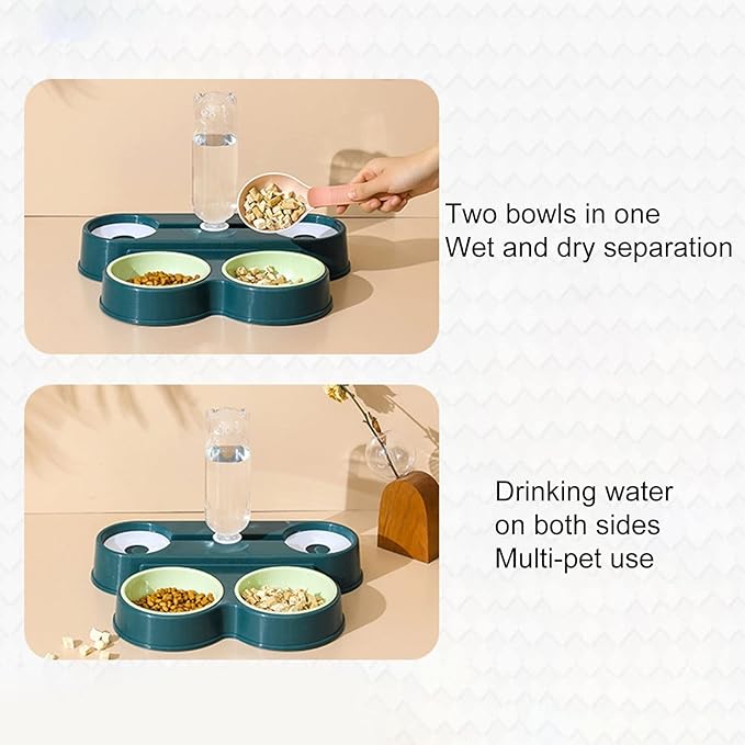 Dog Cat Bowls Pets Water and Food Bowl Set,Gravity Water Flow No Spills Durable Safe Anti Overturning Automatic Drinking,for Small or Medium Size Dogs Cats Pink