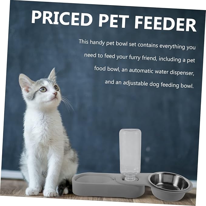 BESPORTBLE Multi-Function Pet Feeder Automatic Water Container Stainless Steel Cat Bowl Slow Feeder for Cats Dogs