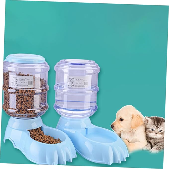 Sosoport Automatic Cat Feeder Water Dispenser Large Capacity Pet Bowl Portable Slow Feeding Container for Dogs Cats