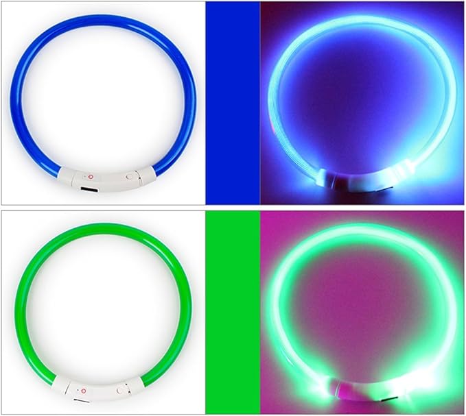 Rechargeable LED Night Flashing Luminous USB Charging Pet Dog Puppy Neck Collar Yellow 35cm