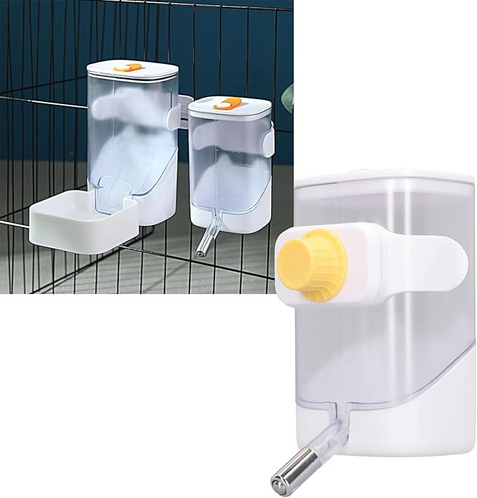 Pet Water Feeder, Food Grade Plastic Automatic Feeders Pet Water Dispenser with Stainless Steel Ball Cage Hanging Design for Cat Dog Rabbit, 3.9 x 4.7 x 6.9in