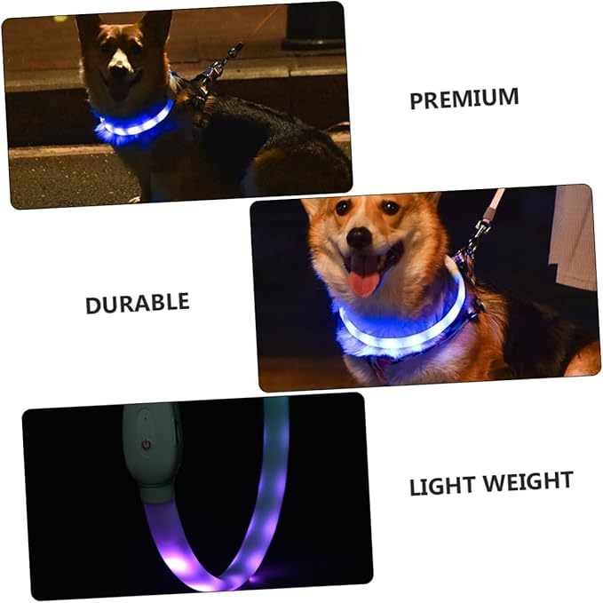 BESPORTBLE USB Rechargeable LED Glowing Dog Collar Durable Wear Resistant Pet Collar with Lighting Modes Soft Comfortable Fit for Nighttime Safety