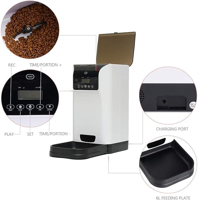 6l pet Feeder Dog Automatic Feeder Recorder and Speaker Timing Personalized 110240v Power Supply