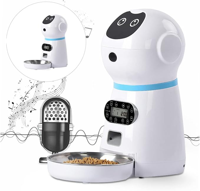 Totority 1set Automatic Cat Feeder Digital Timer Smart Pet Feeder for Cats and Dogs Bowl Easy to Use for Timed Feeding and Portion Control