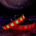 Subversive USB-C led Light up Airtag Dog Collar, Subversive 3D Sunflower Design Comfortable and Soft Material,Multicolored Lighting (Red, M(15.7-19.7"))