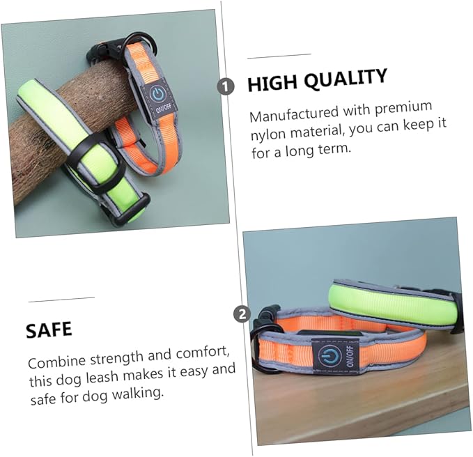 Happyyami 1pc Dog Collar Batteries Rechargeable Led Collar Pet Nylon Pet Supplies