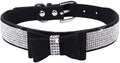 Puppy Dog Collar with Rhinestone Bow Knot Crystal Diamond Colorful Bling Girl Cat Collars Black XXS