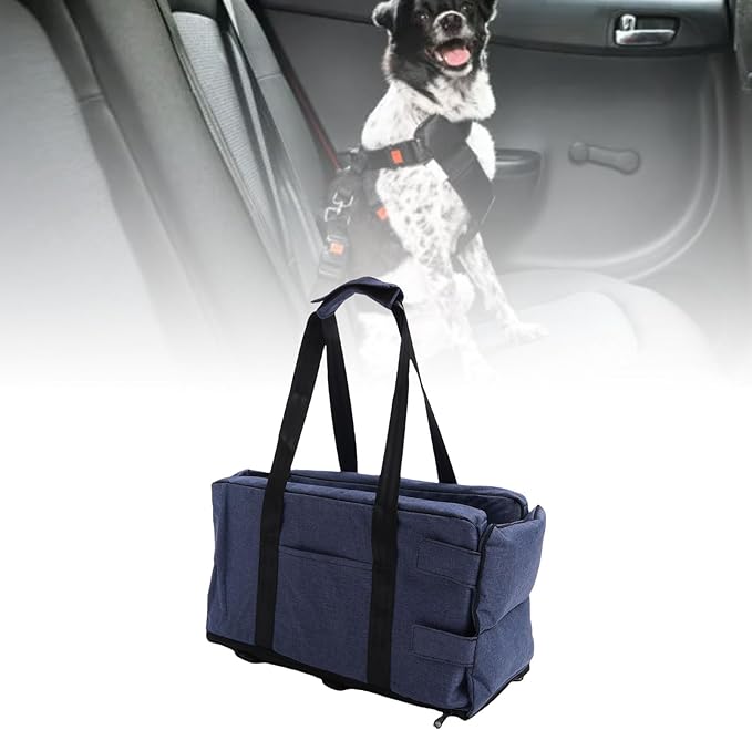 AUNMAS Dog Car Booster Seat, Pet Car Seat Travel Bed for Small Dog Cat with Safety Belts, Removable Washable, Handheld to Shoulder Bag, Ideal Height for Window