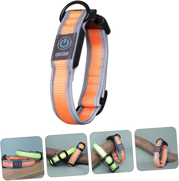 Totority USB Rechargeable LED Dog Collar Lighted Nylon PET Necklace Flashing Circular Collar for Small to Medium Dogs Safe for Evening