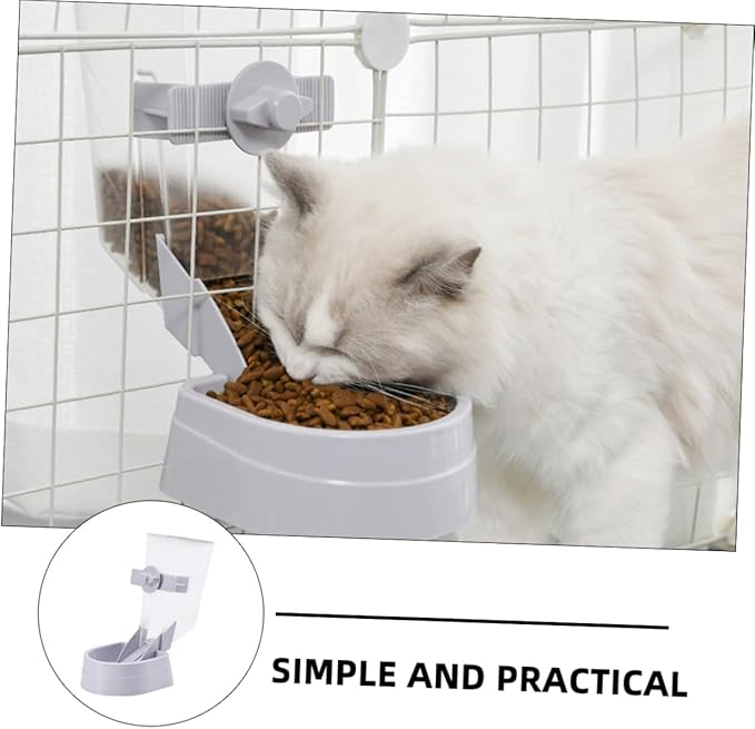 1pc Hanging Pet Feeder Automatic Dog and Cat Food Container Removable Bowl for Easy Feeding Gray Color for Pet Crates and Cages Prevents Spills and