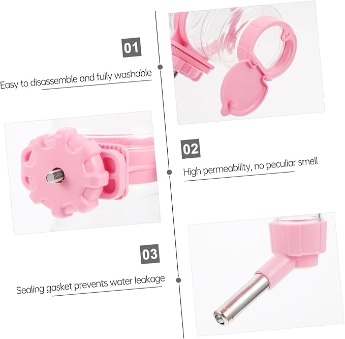 Automatic Water Feeder for Dogs 473ml Capacity Pink Pet Drinking Fountain