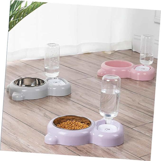 Milisten Dual-use Pet Bowl with Water Dispenser Bear-Shaped Smooth Cat and Dog Feeding Bowl Convenient Feeding for Pets for Food and Water Pink