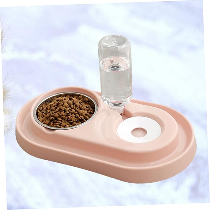 Sosoport Automatic Water-Adding Dog Cat Bowl Pp Plastic Stainless Steel Double Bowl Feeder Outdoor Pet Water Feeder