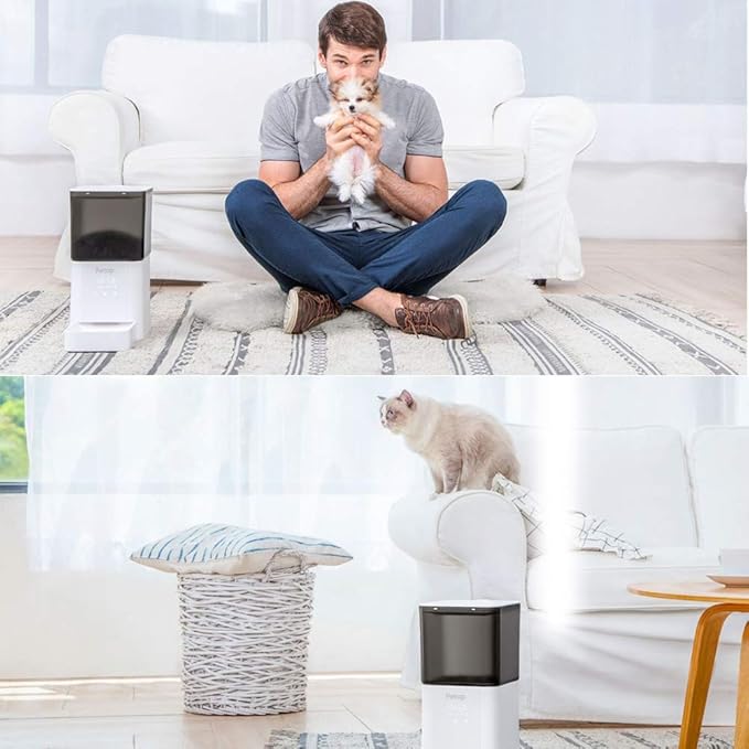 Automatic Cat Feeder,6.5L Dog and Cat Food Dispenser for Small & Medium Pets,Smartfeeder, Portion Control, Programmable Timer,Touch Screen Up to 1-5 Meals A Day