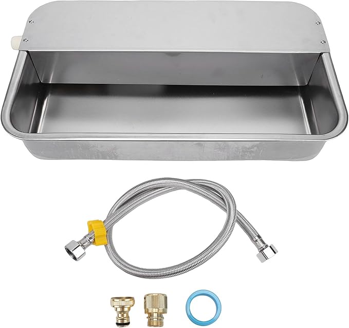 Sorandy Automatic Water Dispenser for Dogs, 304 Stainless Steel Thickened Dog Water Bowl Dispenser, Auto Filling Wide Drinking Waterer Feeder for Farm Chicken Pets Indoor Outdoor