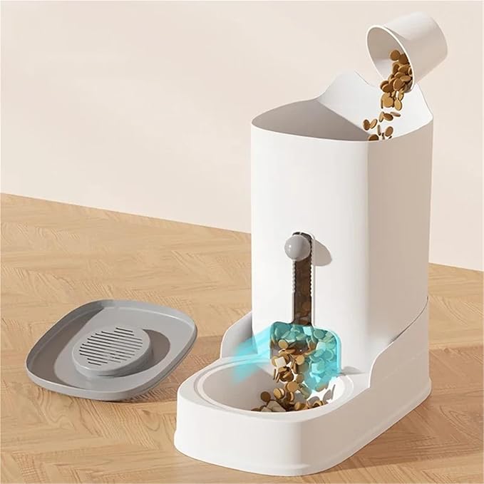 Large Capacity Automatic Pet Food & Water Dispenser, 2-in-1 Feeder & Drinker Bowl for Cats & Dogs Pet Supplies(Grey f)
