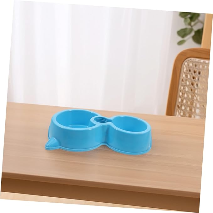 Hemoton Double Dog Cat Bowls with Attachable Water Bottle Automatic Pet Feeder for Cats Dogs Puppies and Kittens Durable Material Easy to Dual Bowl Design for Hydration