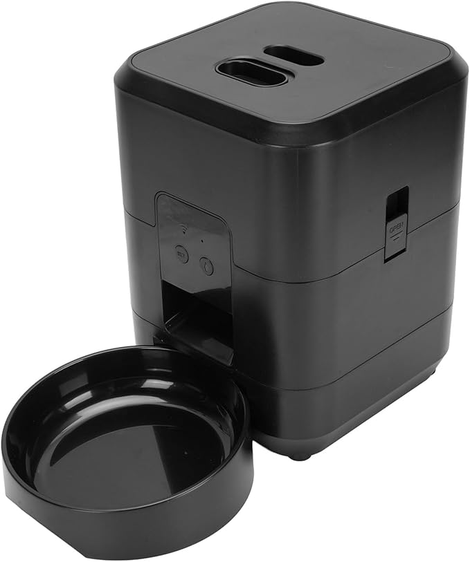 ANGGREK Timed Dry Food Dispenser, Large Capacity Timing Feeding Portion Control Automatic Pet Feeder for Dogs Cats (Black)