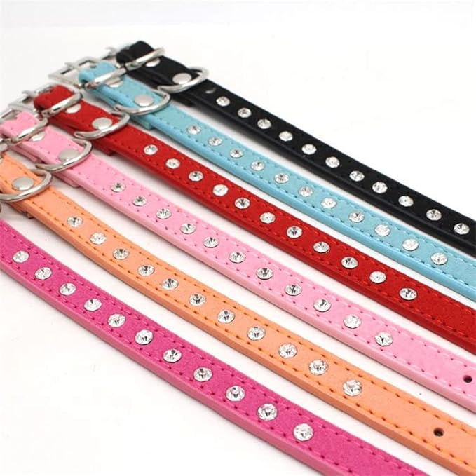 Puppy Dog Collar with Crystal Diamond Colorful Bling Girl Puppy Cat Collars Black XS