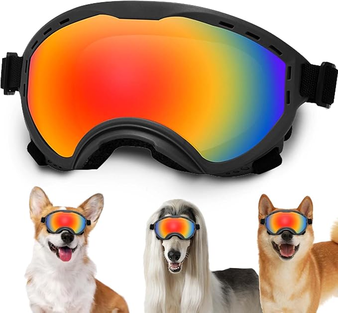 Dog Sunglasses with Adjustable Strap, UV Protection, Winproof Puppy Sunglasses, Suitable for Dogs Eyes Protection,Soft Dogs Goggles