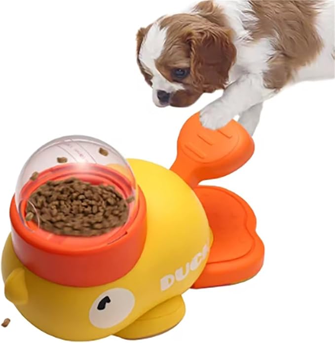 Interactive Dog Puzzle Feeder - Cartoon Duck Design Treat Dispenser for Training and Play(Yellow)