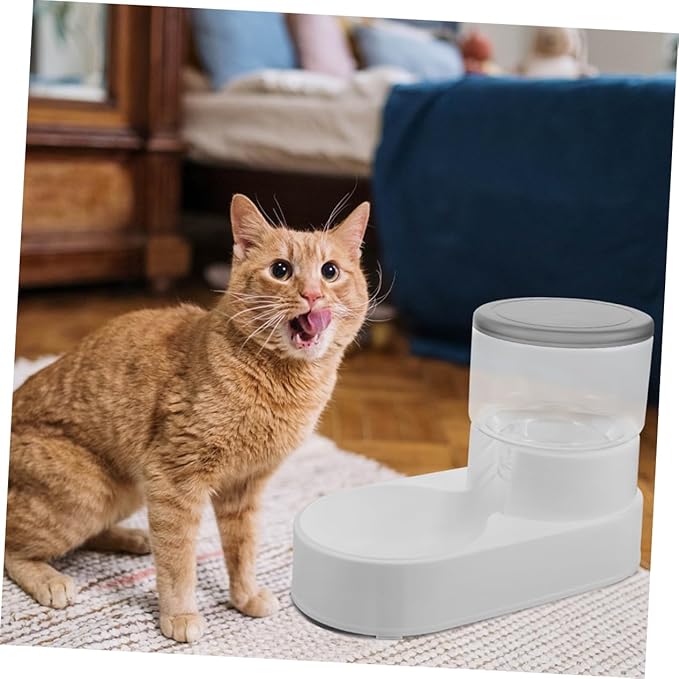 balacoo 2pcs Automatic Cat Feeder Waterer Break-Resistant Plastic Easy-Clean Compact Pet Supply for Dogs and Cats