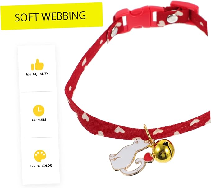 Yardwe 5Pcs Adjustable Pet Collars with Buckle and Bell Candy Style Safe for Dogs and Cats Easy Release Elastic Strap for Everyday Use