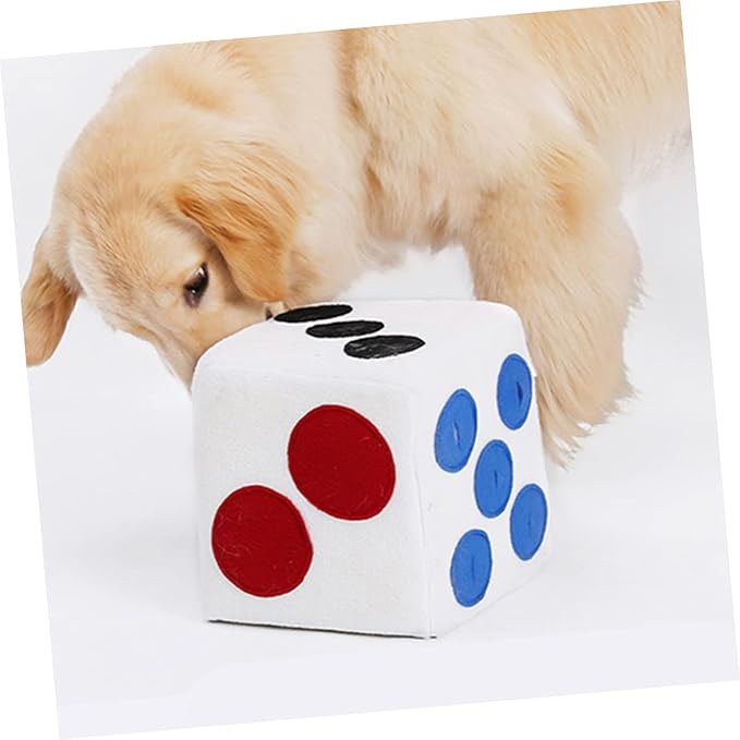 Kichvoe Plush Dog Dice White for Pets Soft Sniffing Training with Elastic Material Fun Enrichment Chew for Puppies and Dogs Easy to Clean Durable Plush