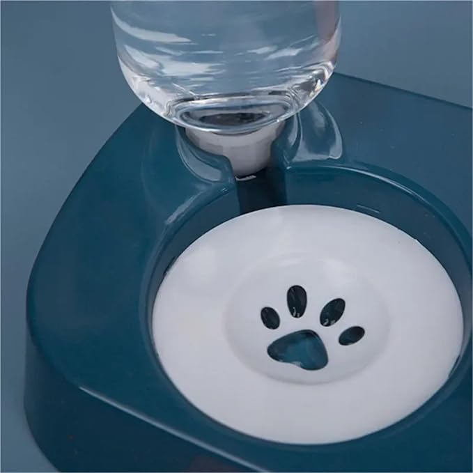 Double Dog Cat Bowls 2 in 1 Pet Water and Food Bowl Set with Automatic Stress Water Feeder for Cats, Dogs, Puppies, and Kittens(Pink)