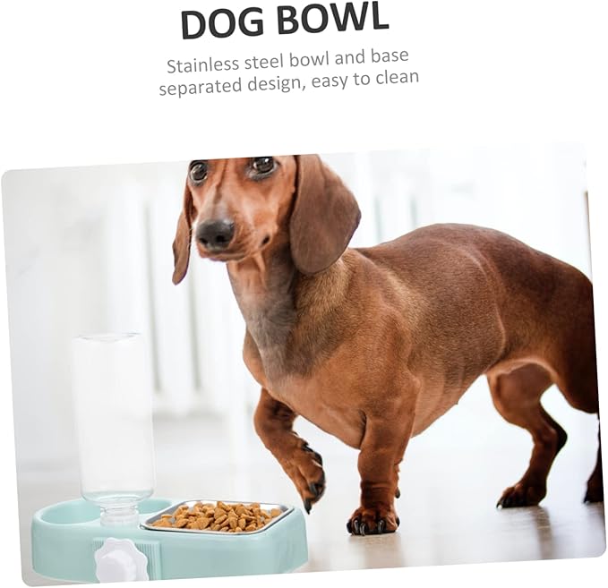 BESPORTBLE Detachable Dog Feeder and Water Dispenser Automatic Water Bowl with Transparent Bottle Design Suitable for Dogs Cats and Pets Easy to Clean Bite-Resistant Material