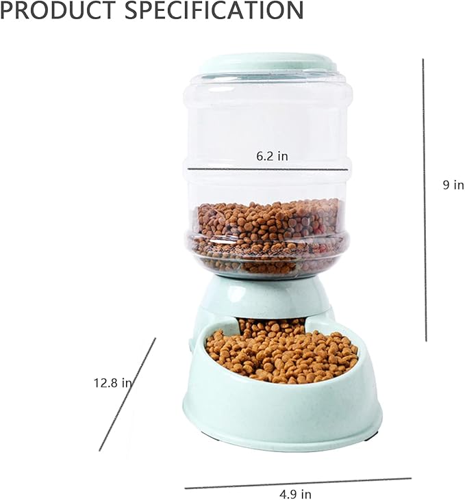 3.5L Large Capacity Automatic Feeder, Stable Gravity Feeders, Dog Food and Water Dispenser for Small Medium Large Cats, Dogs, Rabbits