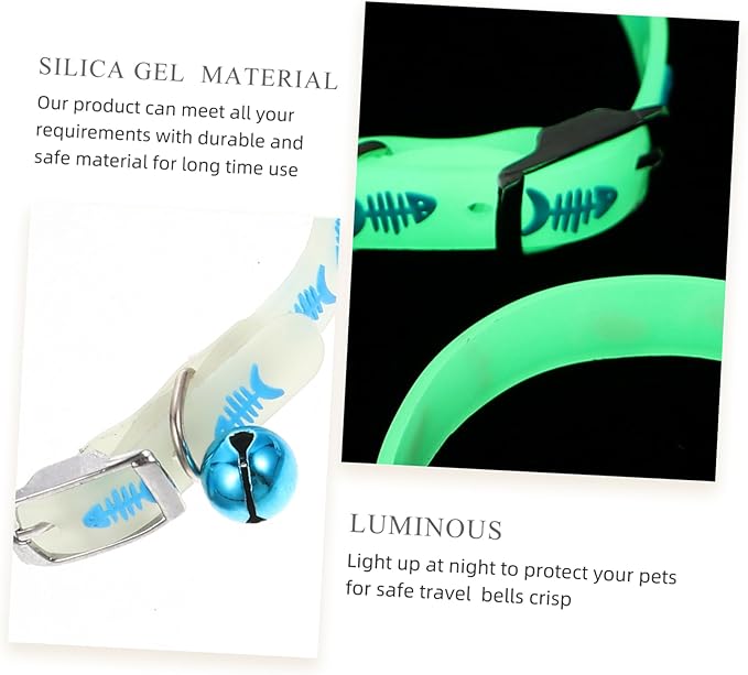 Toyvian 3Pcs Dog Collar Fluorescent Neck Straps Night Safety Kitten Puppy Reflective Glow Collars for Outdoor Visibility and Lost Prevention Random Color