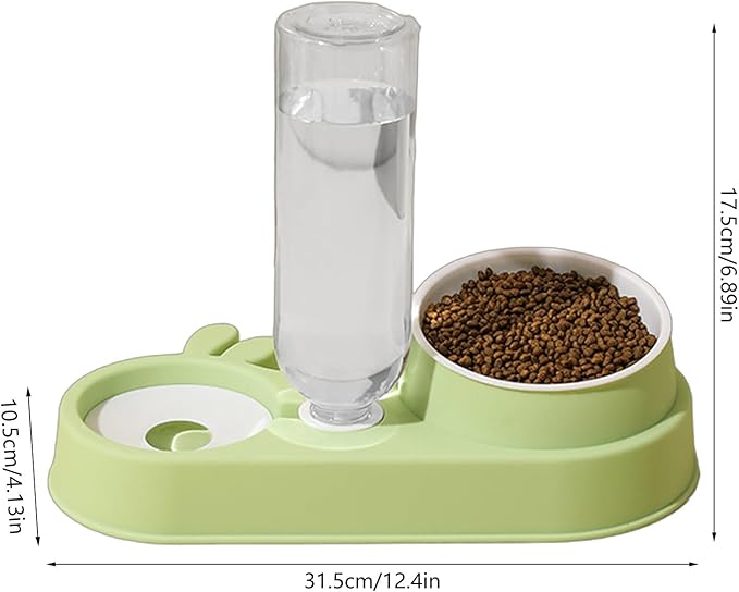 2 in 1 Pet Food Feeders with Automatic Water Bottle Bowl Double Bowl Pet Food and Water Dispenser Set