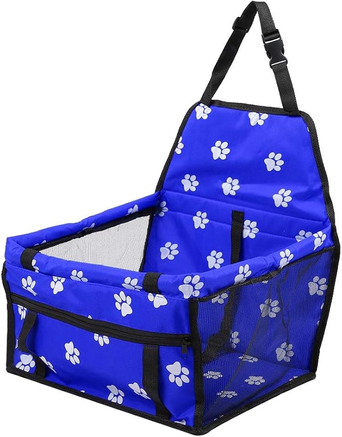 Foldable Car Pet Dog Seat Cover, Oxford Fabric Pet Carrier with Mesh Window, Blue Foldable Dog Booster Seat for Back Seat, Includes 3 Support Rods for Small Medium Dogs