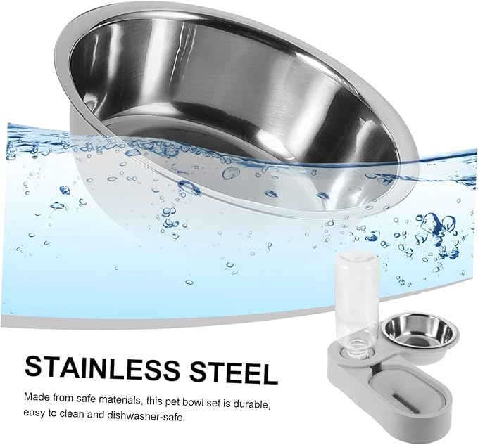 BESPORTBLE Multi-Function Pet Feeder Automatic Water Container Stainless Steel Cat Bowl Slow Feeder for Cats Dogs