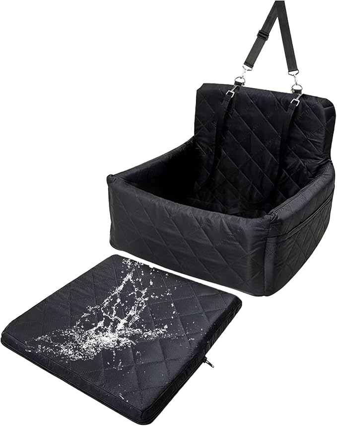 Small Dog Car Seat, Removable Cover Cat Carrier Seat | Booster Hammock Safety Belt for Doggy Kitten Small Large Breed Travel Road Trips Camping Truck Sedan SUV Vet Visits Daily