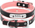 Personalized Dog Collars Leather Padded Customized Dogs Collars Name ID Collar for Small Medium Dogs Cats Blue Pink Black Red