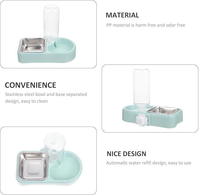 VALICLUD Automatic Refill Hanging Dog and Cat Water Bowl Set, Detachable Anti-Skid Pet Feeder Bowls with Dual Compartments, Blue Food and Water Dispenser for Puppies and Indoor Pets
