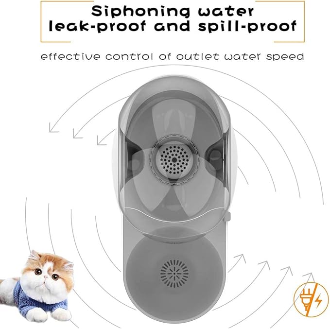 Cat Dog Water Dispenser,Cats Gravity Waterer Feeder Bowl,Snail Shape Cats Automatic Drinking Fountains for Cats/Dogs Non-Slip Round 2.8L