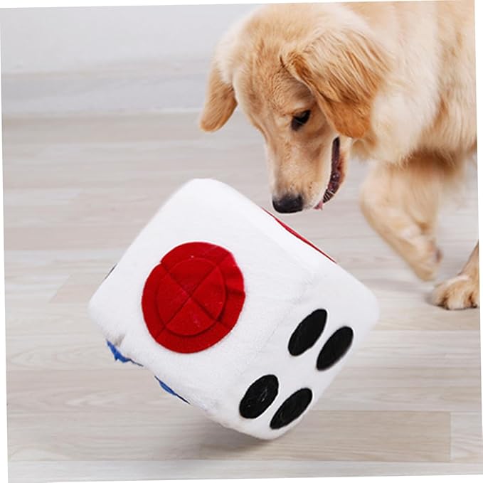 Plush Dog Dice White for Pets Sniffing Training Plush with Invisible Zipper Soft Elastic Material Interactive for Puppy Play and Chewing