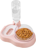 Love Dream 2-in-1 Dog Cat Bowls, 15°Tilted Raised Water and Food Bowl Set with Automatic Water Dispenser Bottle and Detachable Cat Dish, Pet Feeder for Small or Medium Dogs Cats Puppy Kitten Rabbit