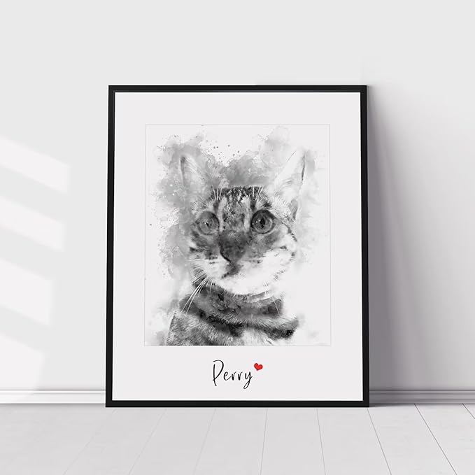 Pet Portrait from Your Photos - Dog Memorial Gifts for Loss of Dog, Personalized Gift for Her Birthday, Pet Memorial Gift for Dog, Gift for Women/Men, Cat & Dog Portrait, Vibrant Watercolor