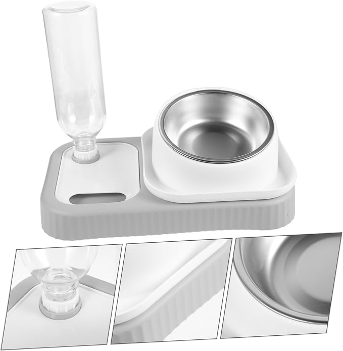 SUPVOX Automatic Pet Feeder and Water Dispenser Set Elevated Dual Bowls for Cats and Dogs Non-Spill Design Safe Material Capacity for Convenient Feeding and Hydration