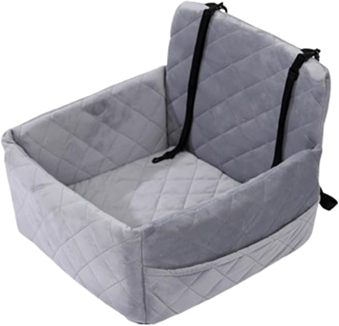 Ultra-Soft Fabric Dog Car Seat,Detachable Washable Puppy Car Bed,Portable Dog Booster Seat,Storage Pockets,Safety Belts, for Small Dogs up to 17 lbs,B