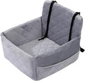 Ultra-Soft Fabric Dog Car Seat,Detachable Washable Puppy Car Bed,Portable Dog Booster Seat,Storage Pockets,Safety Belts, for Small Dogs up to 17 lbs,B