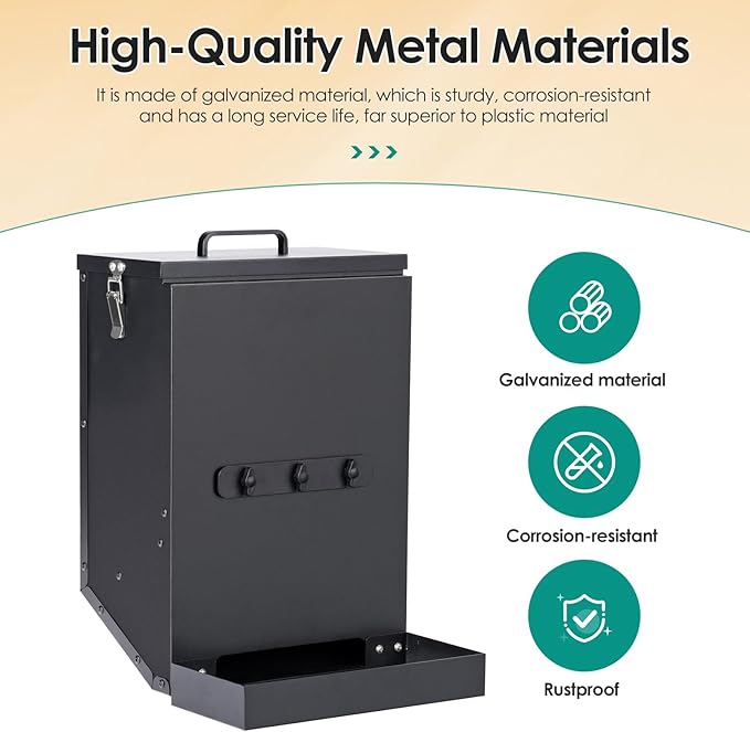 Hanging Cage Automatic Dog Feeder Large Breed,12L Dog Food Dispenser with Large Feeding Mouth Kennel-Gravity Pet Cage Feeder Galvanized Steel for Pet Crate & Metal Wire Kennel Indoor & Outdoor