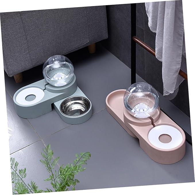 Healifty Creative Pet Automatic Water Feeder Double Bowl Water Dispenser Spill Design Safe High Density Material Smooth Surface for Dogs and Cats Home Use Blue Without Stainless Steel Basin