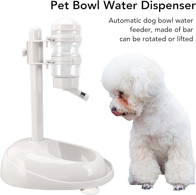 Pet Bowl Water Dispenser Automatic Prevent Slip Detachable Adjustable Dog Standing Water Food Feeder for Puppy Cat 2 in 1 Design Non Slip Base Clean Hygienic Rotatable Liftable