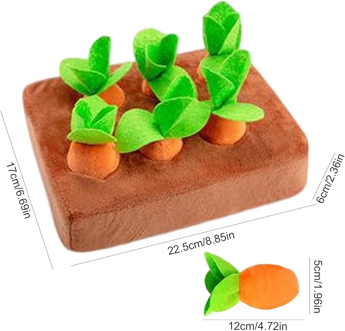 Plush Carrot Toy For Dogs | Carrot Toy For Puppy Sniffing | Interactive Puzzle Game For Puppies, For Training Exercise Enrichment Indoor Outdoor