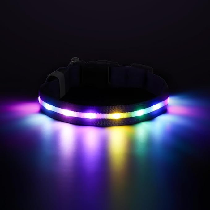 RUXAN Light Up Dog Collar,Dog Lights for Night Walking,LED Collars Waterproof,Glow Dog Collars Rechargeable,Dog Collars Light for Small,Medium,Large Dogs (Large,Purple)